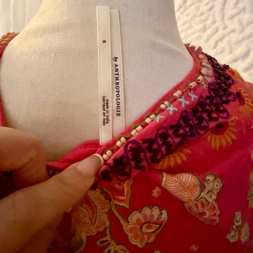 Anthropologie Pink and Black Long Sleeve Dress - Picture 8 of 8